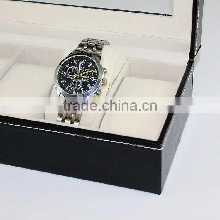 6 Grid Watch Display Storage Case Jewelry Collection Organizer Leather Box