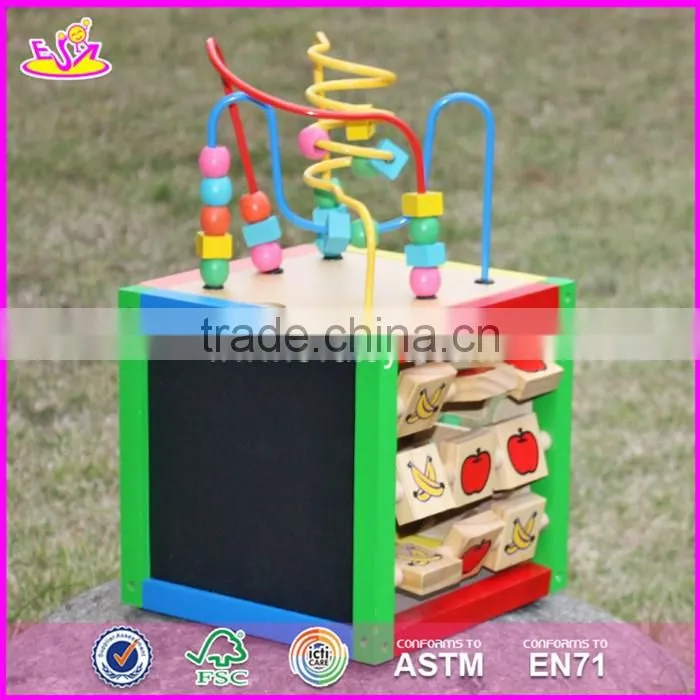2017 new design funny toy children multi-function wooden bead maze cube W11B060