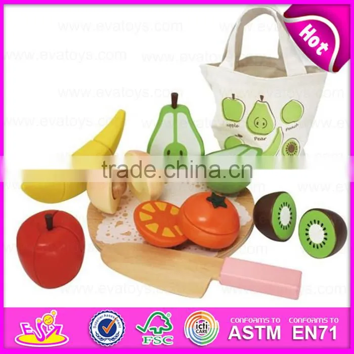 2015 new wooden kitchen set for baby, wooden vegetable cutting toy for children, pretend play wooden cutting toy W10B137