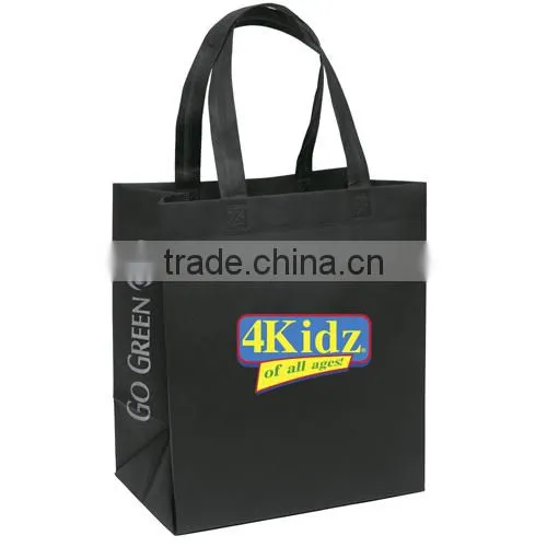 White Color Logo Printed Non-woven Poly Pro Gusseted Bag