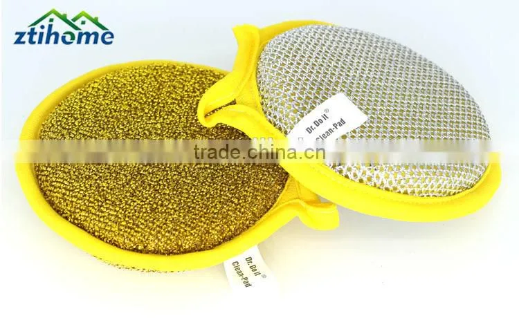 2 Pcs Sponge Metallic Dishcloths Round Scrubber Scouring Pad