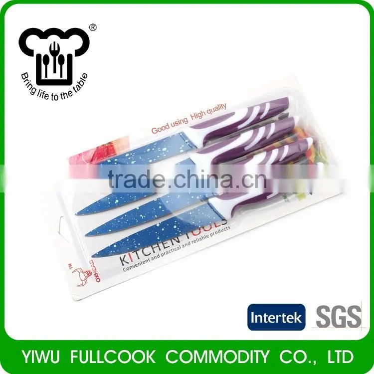 Top sale simple design colored no-stick coating knife set for kitchen