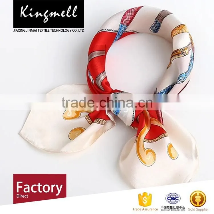 Custom High Quality Printed Silk Satin Square Scarf Lady Scarf