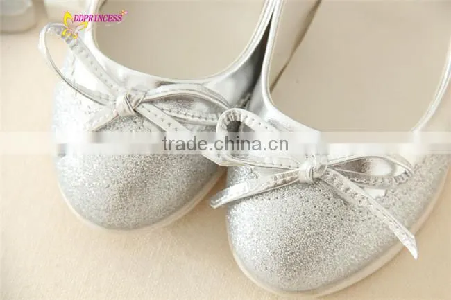 kids silver shoes girls shoes party wearing low heel fashion little girls shoes good quality sweet girls dress