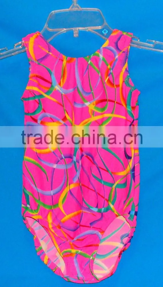 Hot Pink confetti girls leotard gymnastics