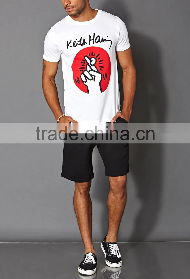 mens custom keith haring cross finger printed tshirts