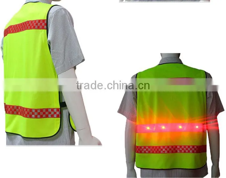 Construction worker waistcoat safety reflective running vest with led
