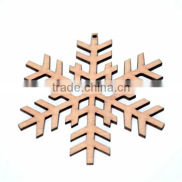 Rustic Snowflake Christmas Tree Decorations Laser Cut From Natural wooden