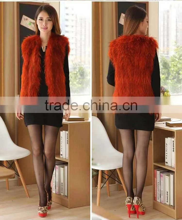 YR726 Chongfu China New Arrival Geuine Raccoon Knit Fur Vest/Women Fur Vest OME