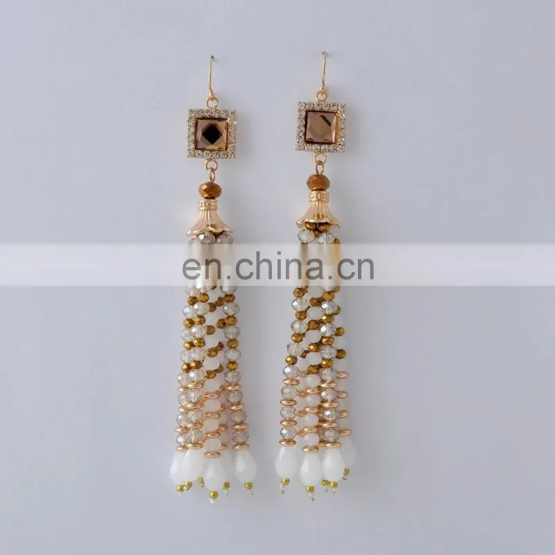 Lovely Beaded tassel tinsel Tdrops earring