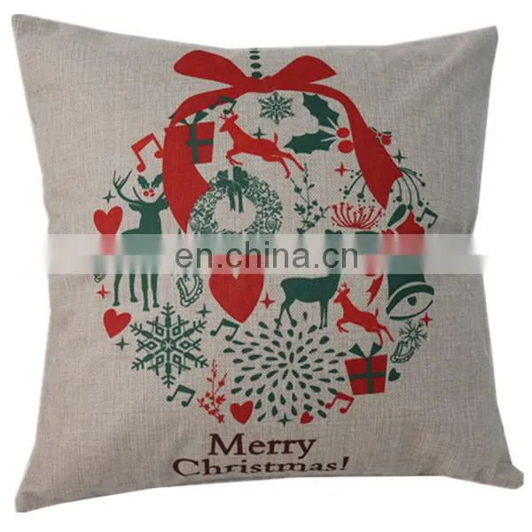 Custom christmas home decorative pillow cover fashion cute christmas new design cotton linen cushion cover