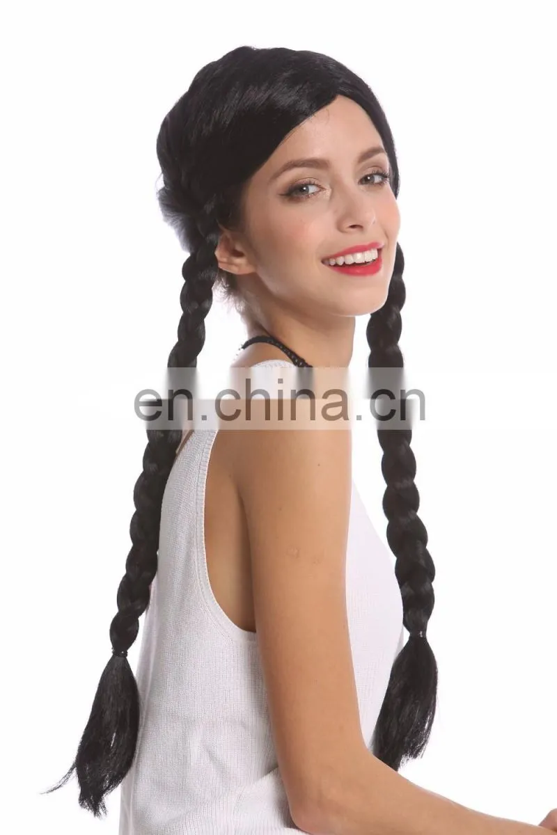 Black pigtail party wigs P-W229