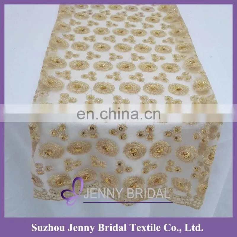 TR019A Jenny bridal gold sequin embroidered wedding table runners