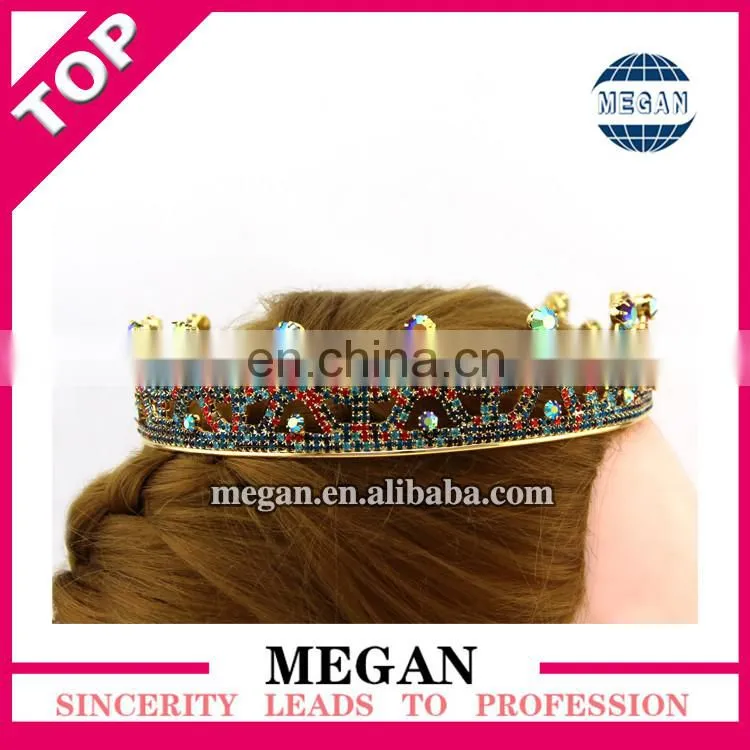 Round full jewelry rhinestone hair crowm wedding cake topper bride tiara wholesale