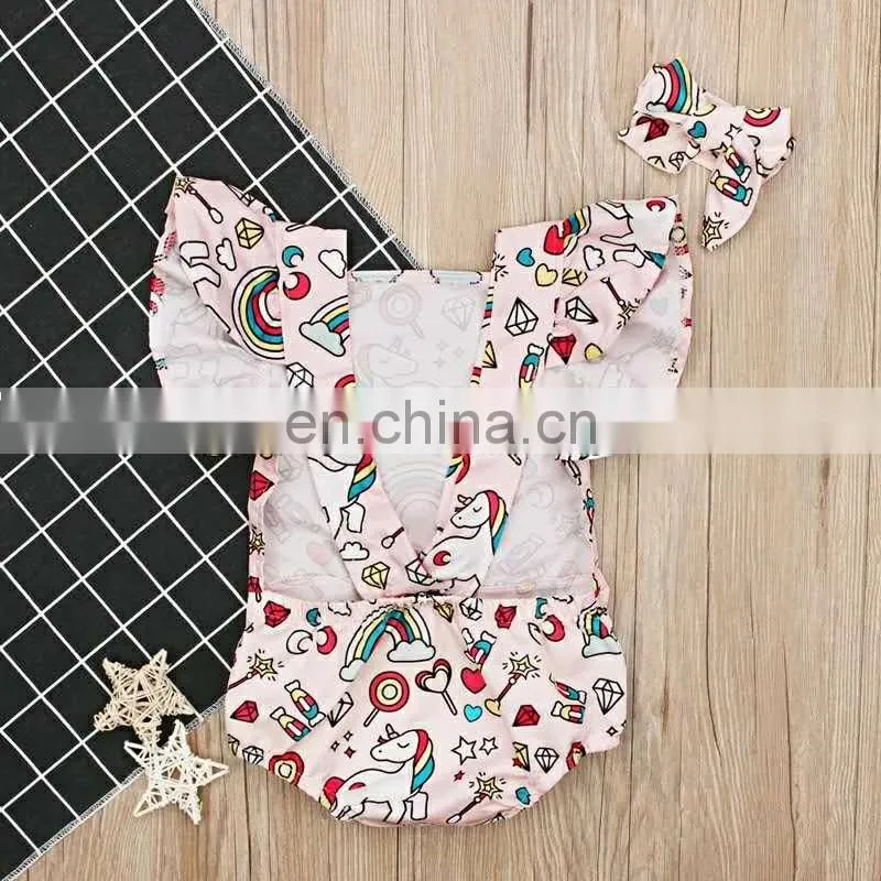 New summer baby romper Girl princess Romper baby clothes Newborn Backless Jumpsuit