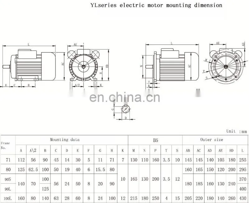 YL power motors electric 220 volt asynchronous capacitor 220v ac single phase 4hp electric motor