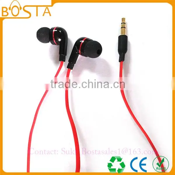Promotional comfortable communication wholesale fancy flat wired earphones earbuds