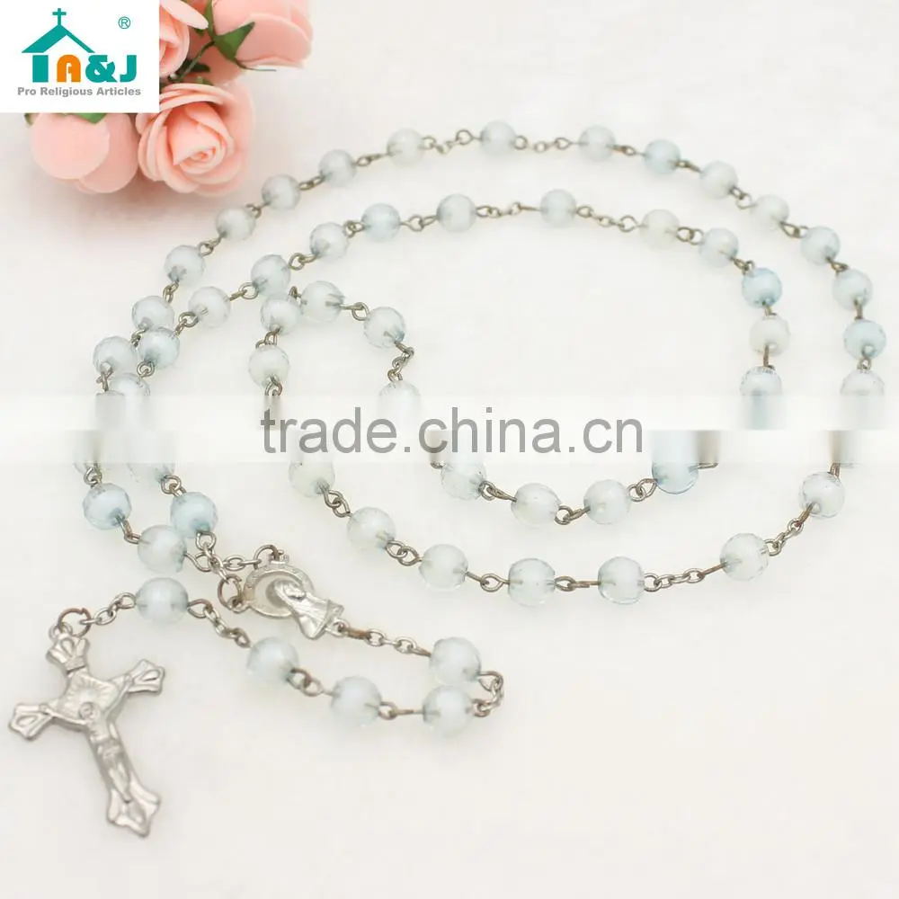 Plastic rosary bead wholesale cross necklace