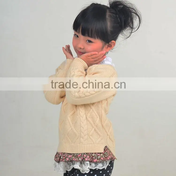 Anti-shrink knitted pattern jumper Girls polo Pullover sweater dress