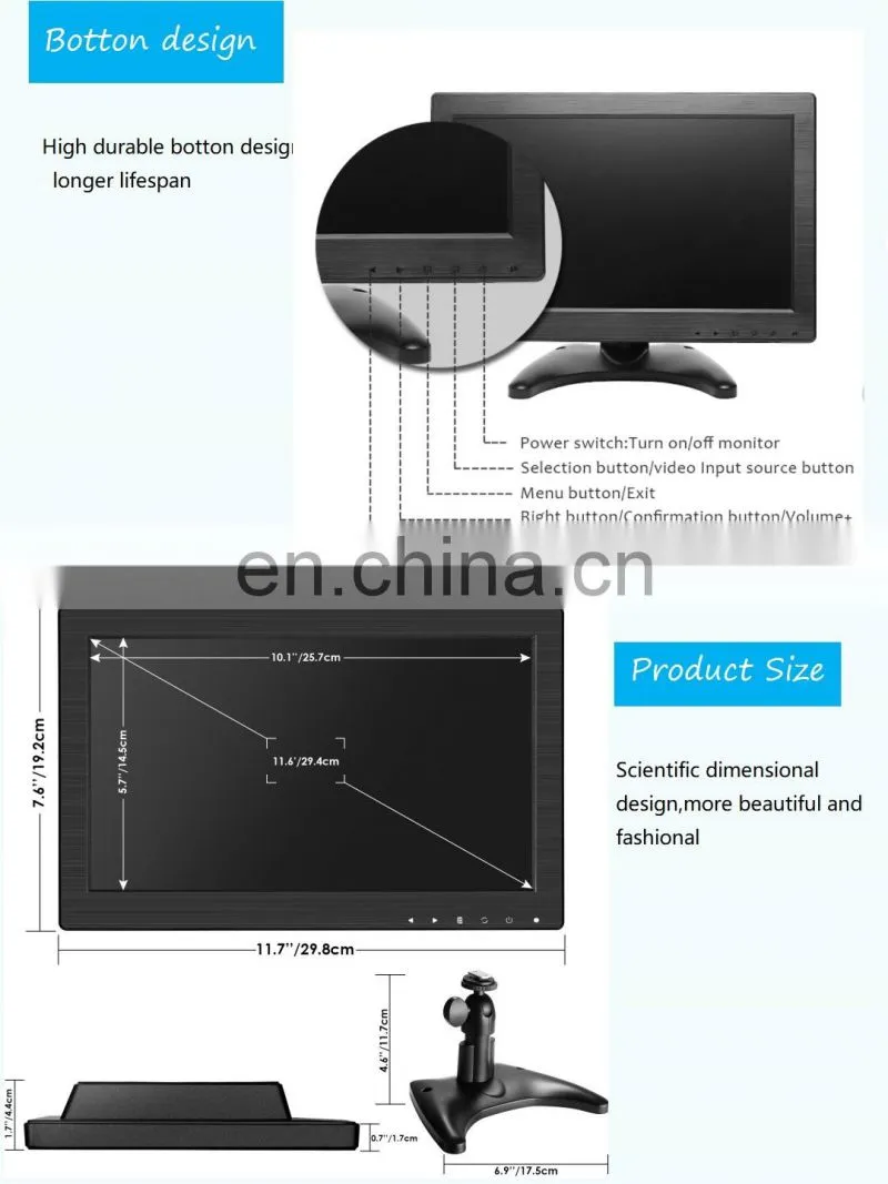 Hottest 12 15 17 inch POS system using CE / KC certificated pos stand tough screen monitor for pc computer