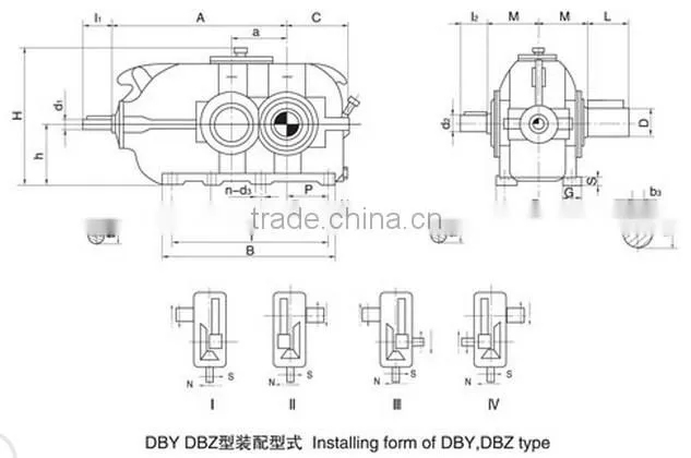 solid hollow output shaft large size gearboxes for heavy duty