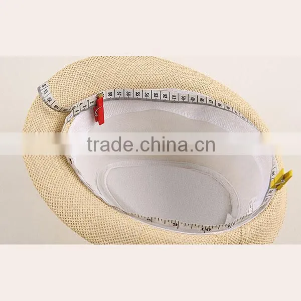 2015 Hot sell blank boys summer straw hat fedora hat paper straw hat fedora with button 6colors