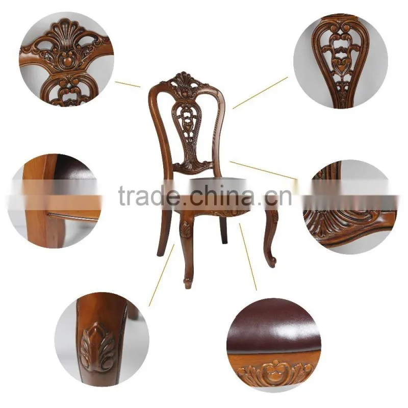 high back European French solid chinese back antique wooden carving dining chair for restaurant used dining chair