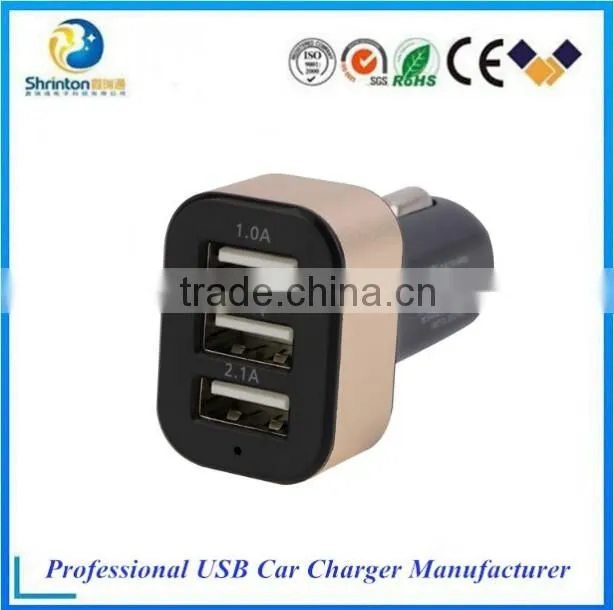 Triple USB Universal Car Charger Adapter 3 Port 2A 2.1A 1A For Cell Phone