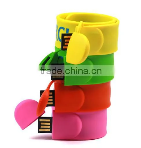 custom logo printed slap bracelet usb 8gb accept paypal