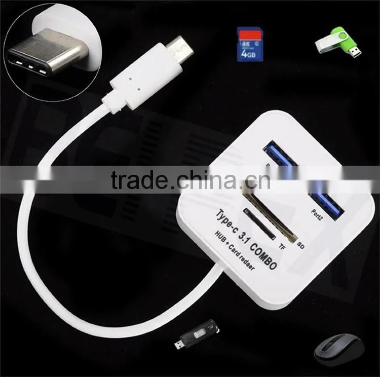 Universal Travel 3.1 Type C to 2 Ports Micro Card OTG Power Adapter