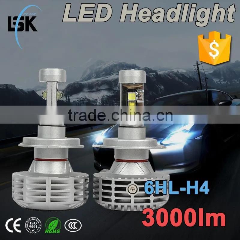 Newest G6 strong lifespan 50000 hours no fan all in one super bright h4 car led headlight china factory direct