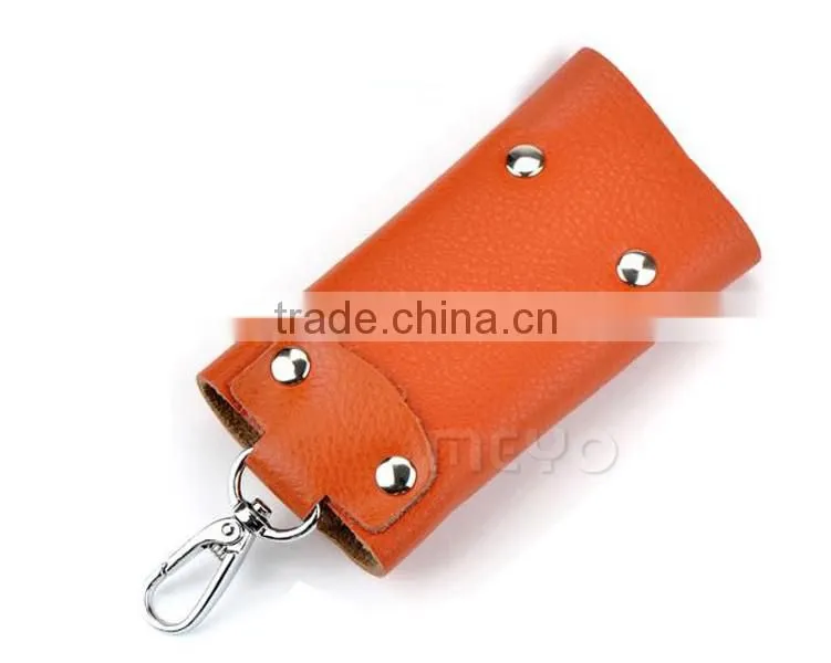 Protective snap closure full grain leather key wallet for key safe