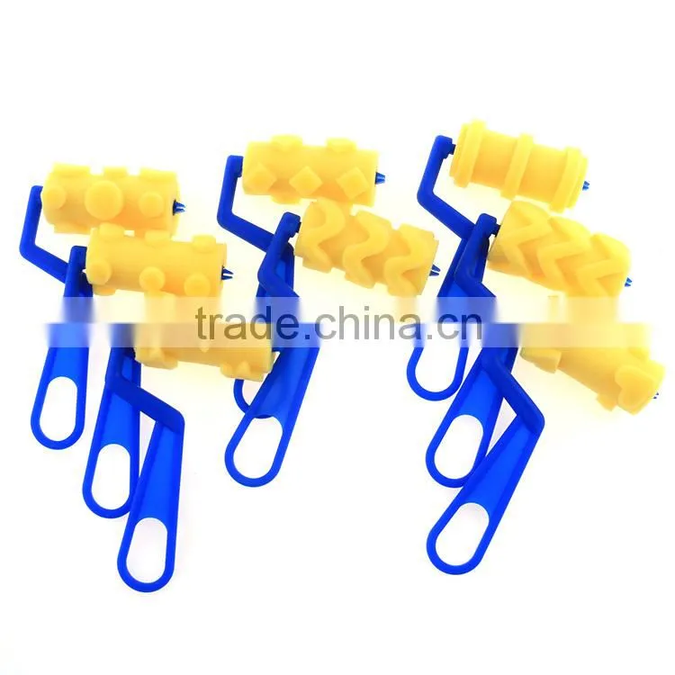 Plastic Handle Sponge Soft Checkered Pattern Designer Paint Rollers