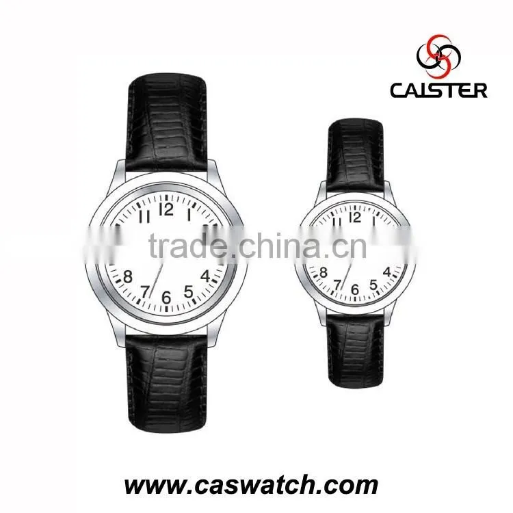 Hot fashion classic design couple watch, arabic numerals dial unisex watch, quality textured leather band wristwatch
