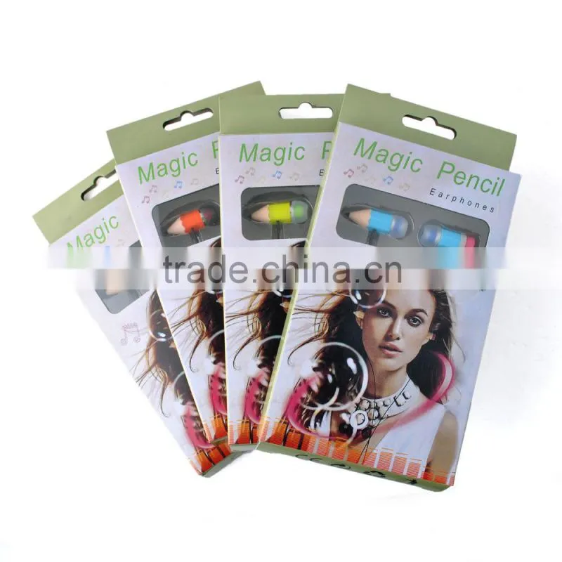 Newest Magic Pencil Stereo Earphone with Microphone and volum control SM-IP24