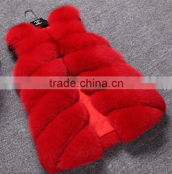 Unique design fashion knitted short fox fur vest with price