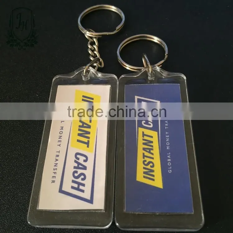 free Gift Acrylic Keychain oval Acrylic Key Ring logo insert photo frame