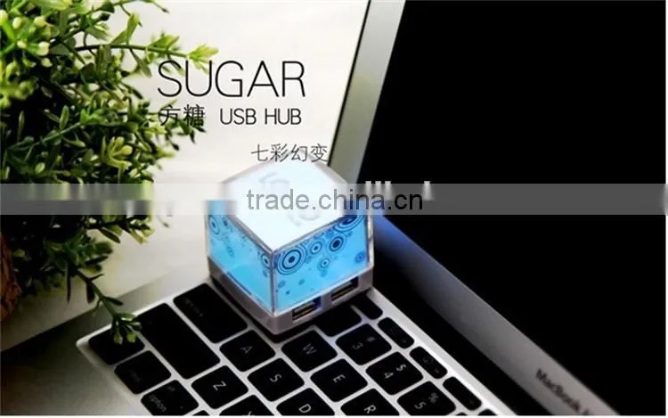 Promotional gift computer Colorful LED 4 Port Mini USB HUB