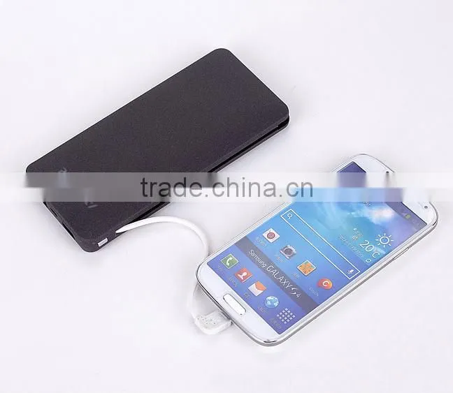 Fashion built in cable power bank 10000mah with dual USB output port