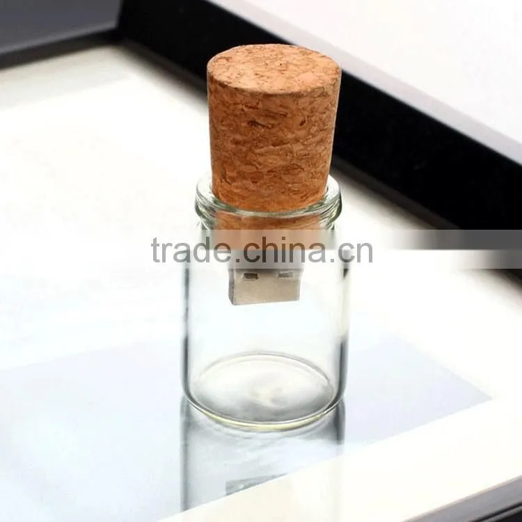 Functional and lovely wishing bottle glass usb flash drive, usb flash drive gift box