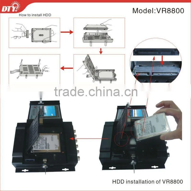 professional 4ch hdd school bus mobile safe box hd car dvr, VR8800