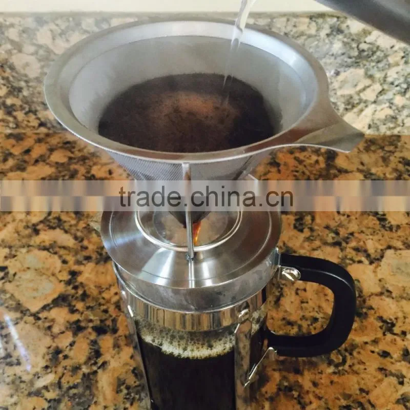 Pour Over Coffee Cone Stainless Steel Coffee Filter Brewer with Pour Over Coffee Stand Coffee Dripper