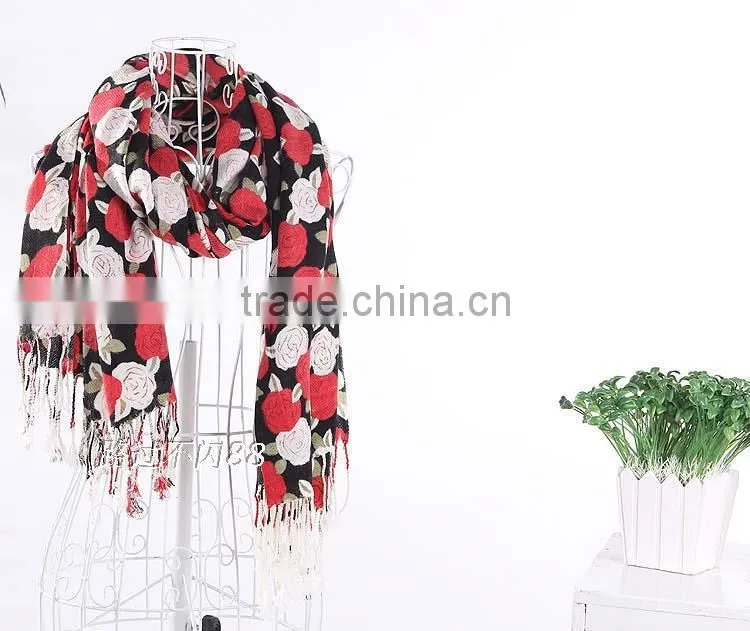 rose flower printed pashmina scarf 15