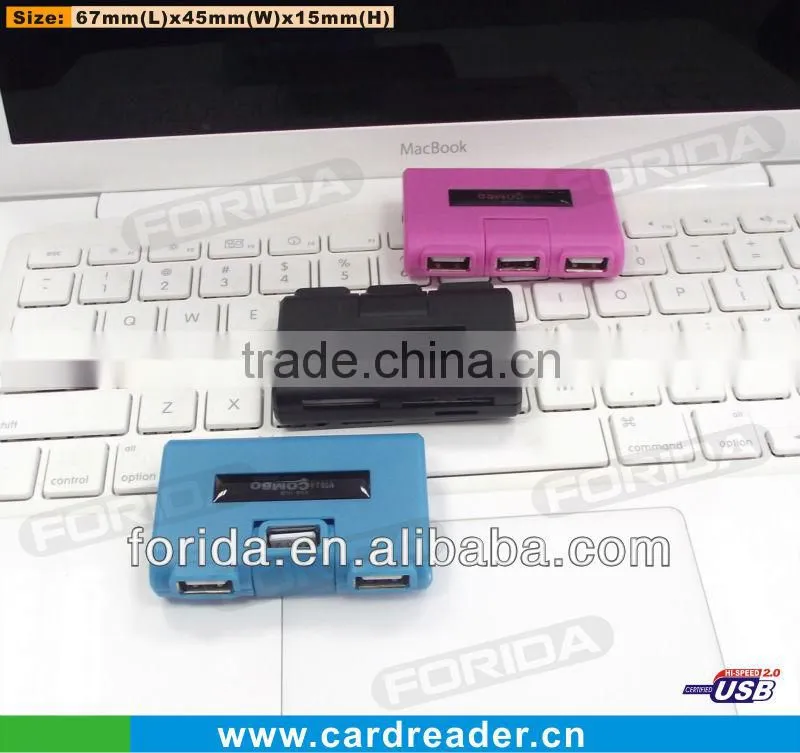 USB 2.0 Hub & Card reader sd/ms/tf---express black usb hub combo