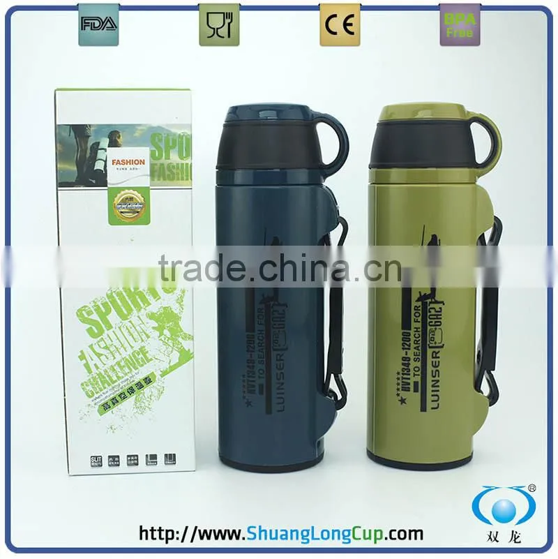 1.2L Plastic Thermos Flask with Stainless Steel Insulated Inner