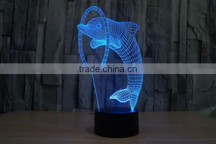 3D illusion Led night light 7colors dolphin lamp table novelty products christmas lights with touch button children night light