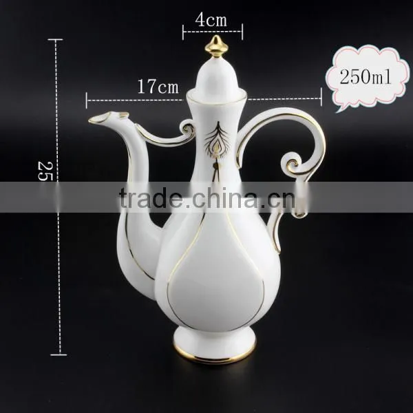 japanese 10pcs fine bone china wine set with gold-rim