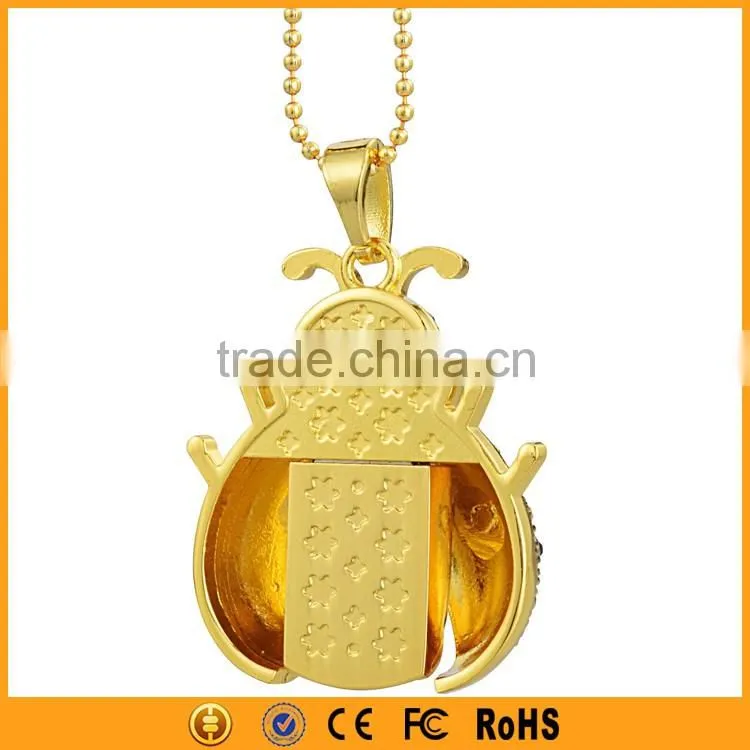 New Necklace Bug Gold Pendant USB 8GB 16GB Crystal Pen Drive