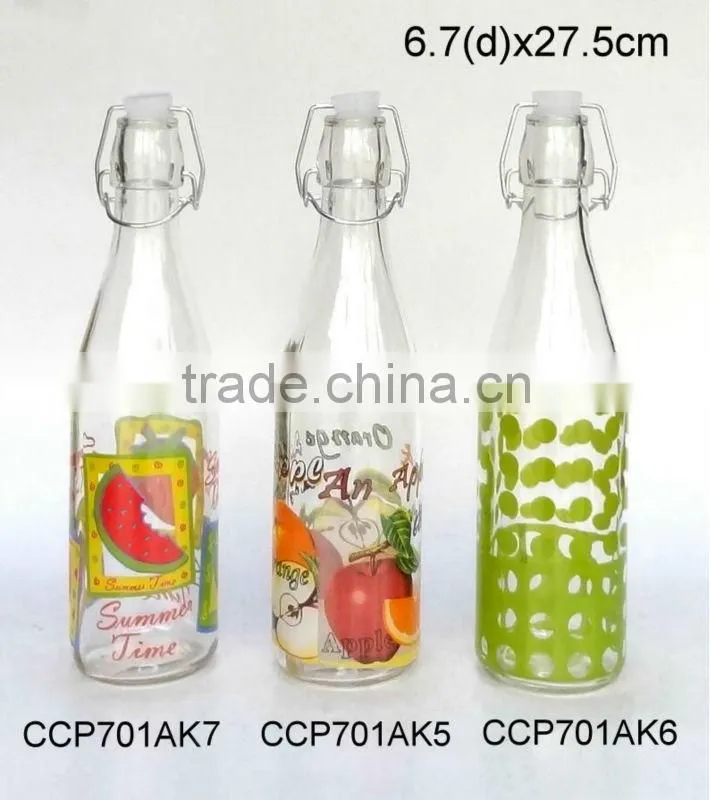 CCP434XK9 frosted glass milk bottle printed with decal