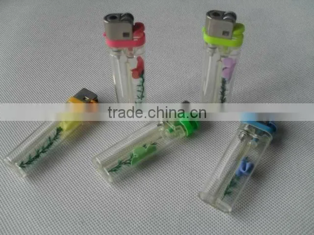 7.7 cm disposable flint butane lighter with flower